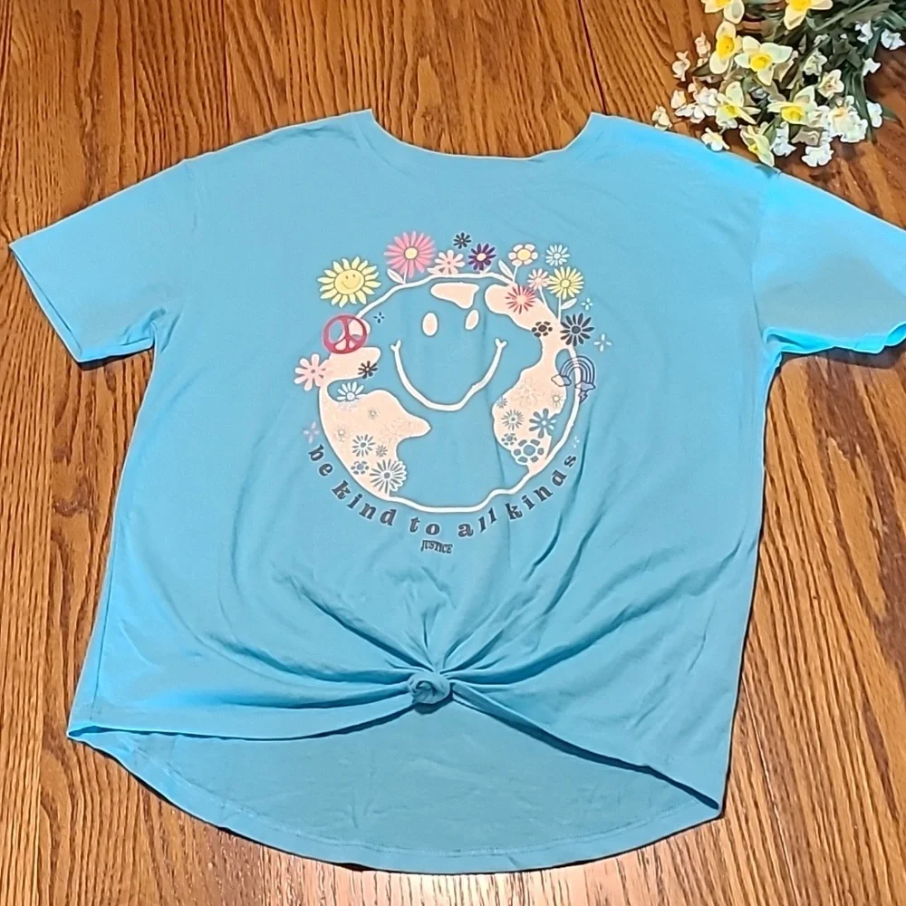 Justice Be Kind Tie Front Shirt - Girls Large